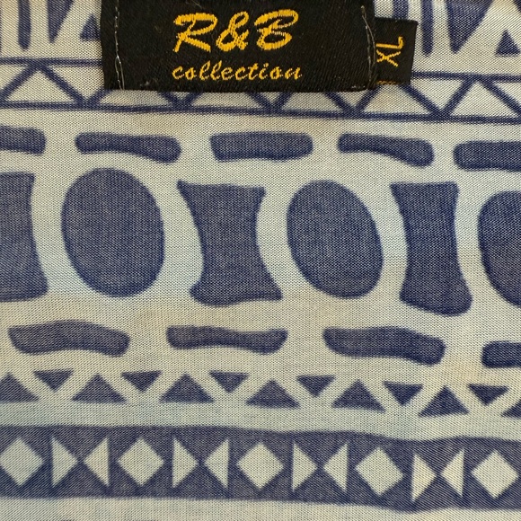 R&B Collection Blue Geometric Patterned Dress Large - Picture 2 of 8